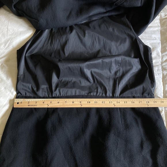 NWT Lafayette 148 NY 14W 100% Wool A-Line Sheath Midi 3/4 Sleeve Dress Black - Picture 13 of 16